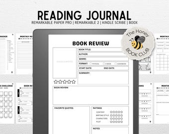Reading Journal | for Kindle Scribe, Remarkable, Boox, Supernote | 160 Pages | Digital Download | PDF