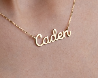 Dainty Personalized Name Necklace, 14K Gold Name Necklace, Handmade Jewelry, Custom Name Necklace, Mother's Day Gift For Women, Moms Gift