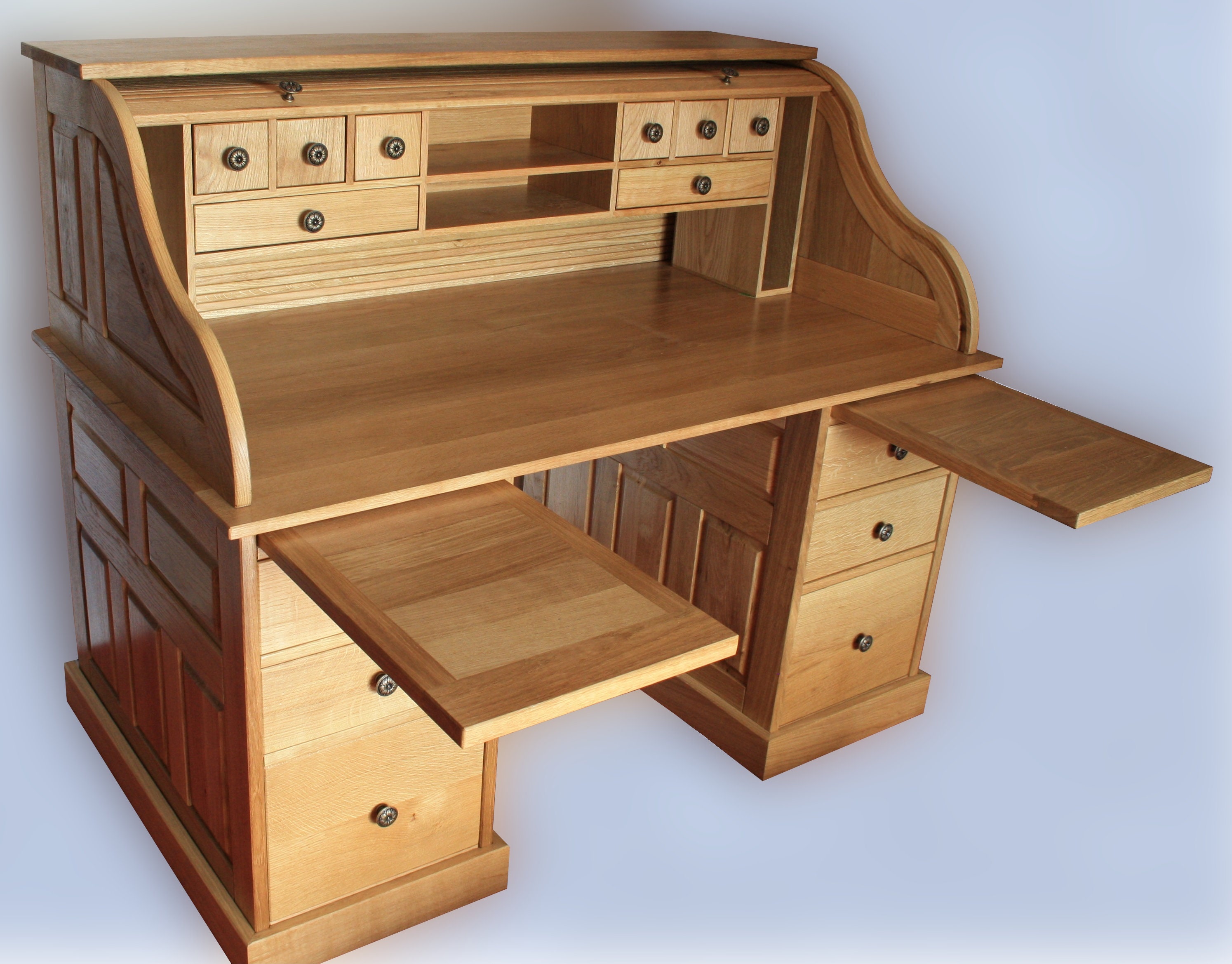 Traditional Oak Roll Top Desk Etsy