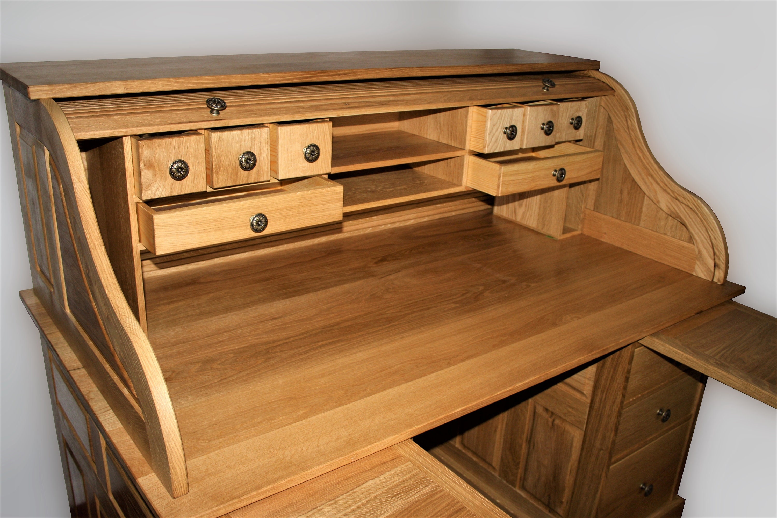 Traditional Oak Roll Top Desk Etsy