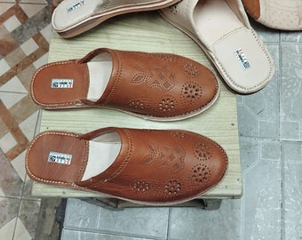 Traditional Moroccan balgha leather shoes slippers for adults