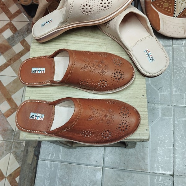 Traditional Moroccan balgha leather shoes slippers for adults