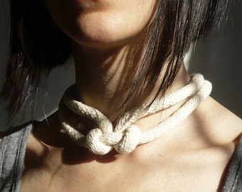 Rope knot summer necklace/ Rope nautical necklace/ Recycled necklace/ Summer necklace/  Eco friendly necklace.