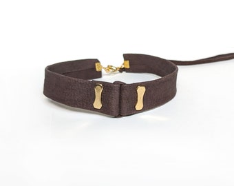 Chocolate brown leather choker necklace/ Brown choker necklace.