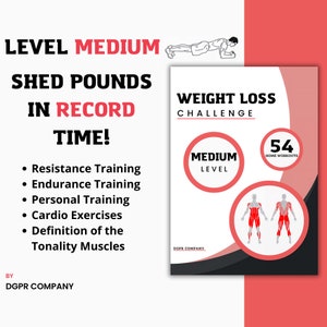 Programma di allenamento di livello medio / Corso completo e dettagliato per allenamento fitness, perdita di peso / BONUS - Pianificatore di allenamento / Download digitale
