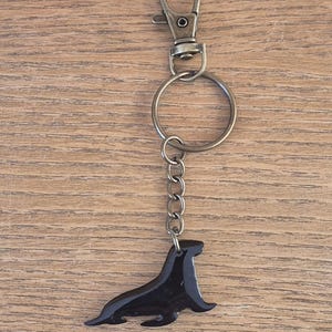 Portachiavi a forma di foca realizzato a mano con plastica oceanica riciclata, incastonata in resina epossidica. Ogni vendita finanzia la pulizia dell'oceano. L'articolo viene consegnato in una scatola regalo di cartone.
