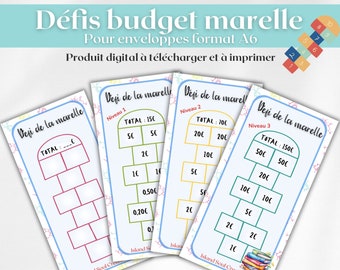 4 défis marelle pour enveloppes budget A6 / défis marelle / Kit défis budget / PDF à imprimer et plastifier