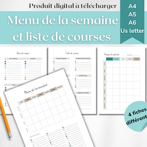 Weekly meal planner and printable shopping list: meal planning for meal prep / A5 A4 Planner