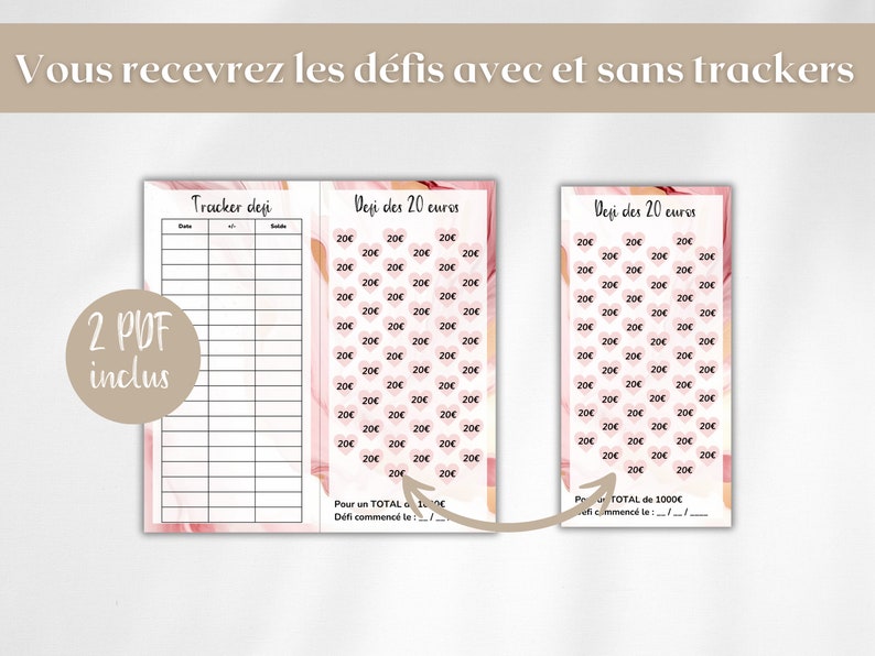 5 Défis enveloppes budget format A6 / Tracker Défi budgétaire A6
