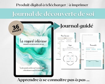 Journal de développement personnel guidé, Journal Bien être et découverte de soi, journal digital en français, journal GoodNotes, à imprimer