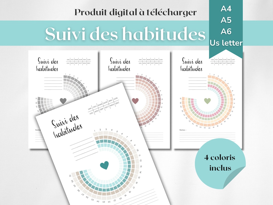 Daily Circular Habit Tracker, Monthly Habit Tracker, Printable PDF ...