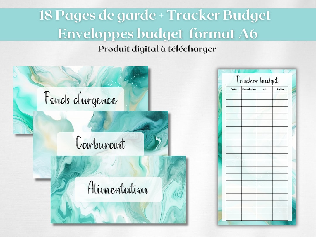 18 Pages de garde enveloppes budget zip classeur A6 étiquettes