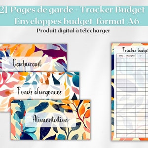 21 Cover pages budget envelopes zip binder A6 customizable labels + budget trackers to print, watercolor flowers