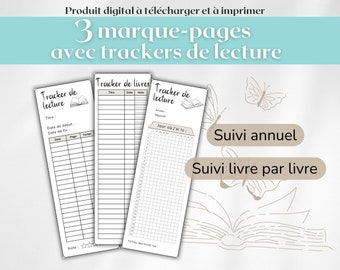 Marque pages à imprimer, tracker de lecture, suivi de lecture, challenge de lecture, marque page digital