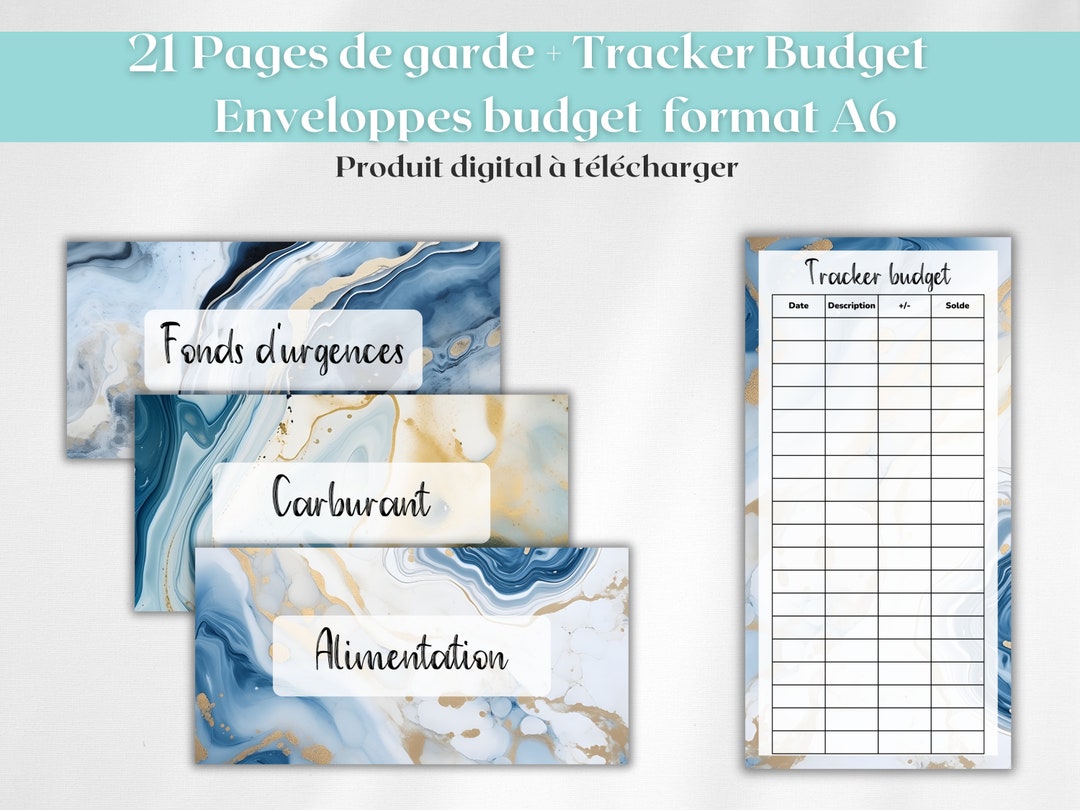 21 Pages de garde enveloppes budget zip classeur A6 étiquettes