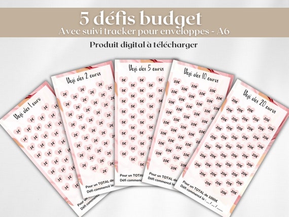 5 Défis enveloppes budget format A6 / Tracker Défi budgétaire A6 français /  Kit défis budget / PDF à imprimer et plastifier -  Canada