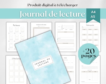 Plannificateur de lecture, journal de lecture, fiches de lecture en français à imprimer, suivi de livres A4 A5