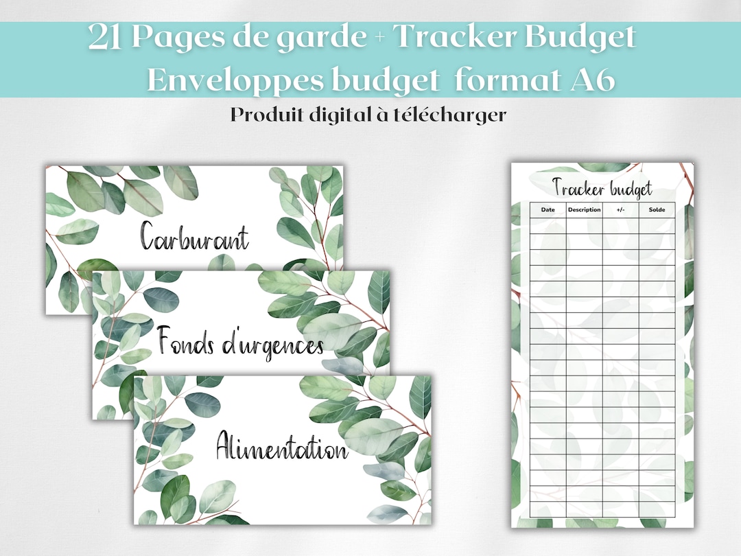 21 Pages de garde enveloppes budget zip classeur A6 étiquettes
