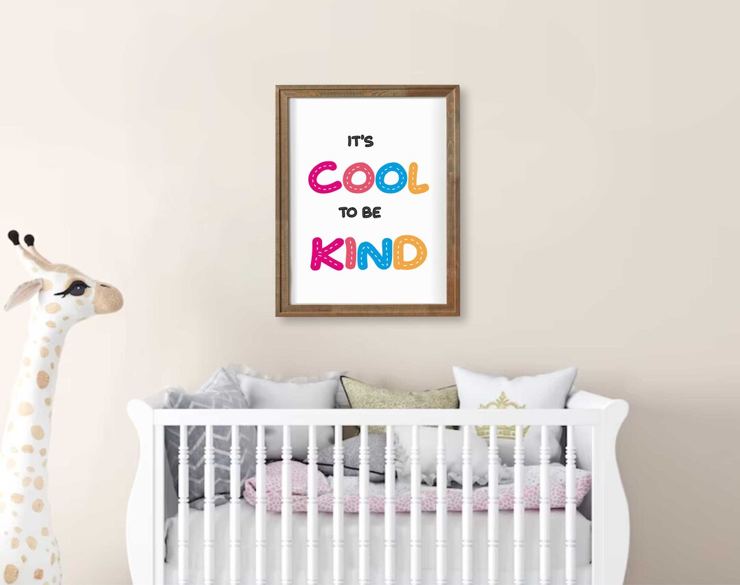It's Cool to Be Kind Print Muted Colors Wall Art Kids Etsy