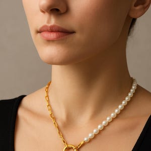 Perlenanhänger Silberkette, Goldkette, 925 Sterlingsilber-Halskette, Charm-Halskette, Perlenanhänger, Geschenkidee, Anfangsbuchstabenhalskette