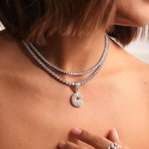 925 Sterling Silver Initial Letter Charm, Zircon Crystal Letter Charm, Necklace Charm, Charm Gift Necklace, Pendant Charm Necklace, Initial