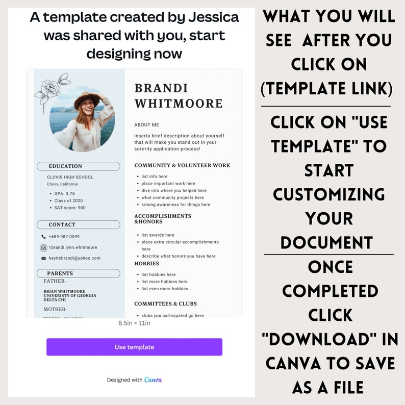 Sorority Resume Template With Photo - Il 794xN.5142477942 6md8 