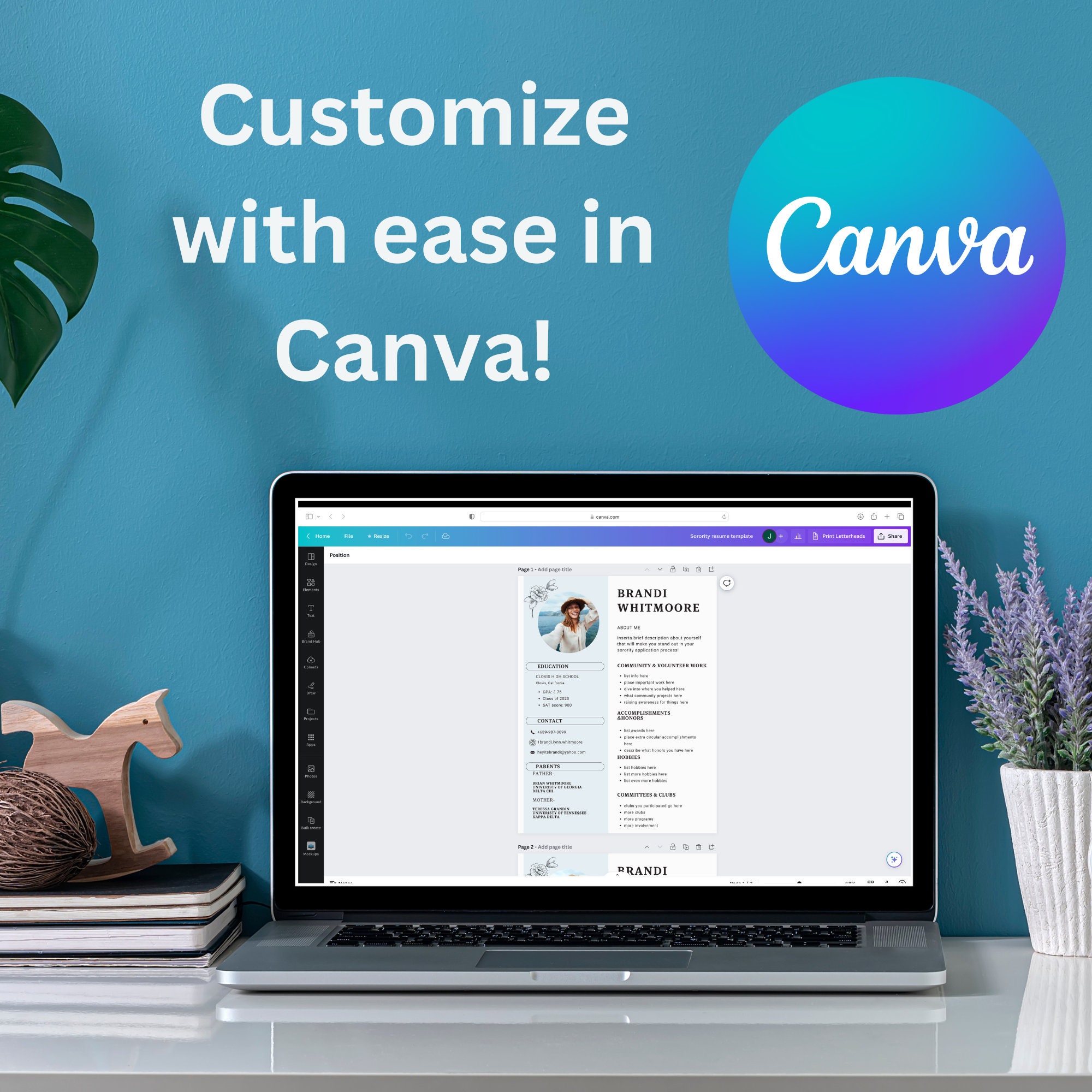 Sorority Resume Template With Photo - Il Fullxfull.5142477742 Gnde 