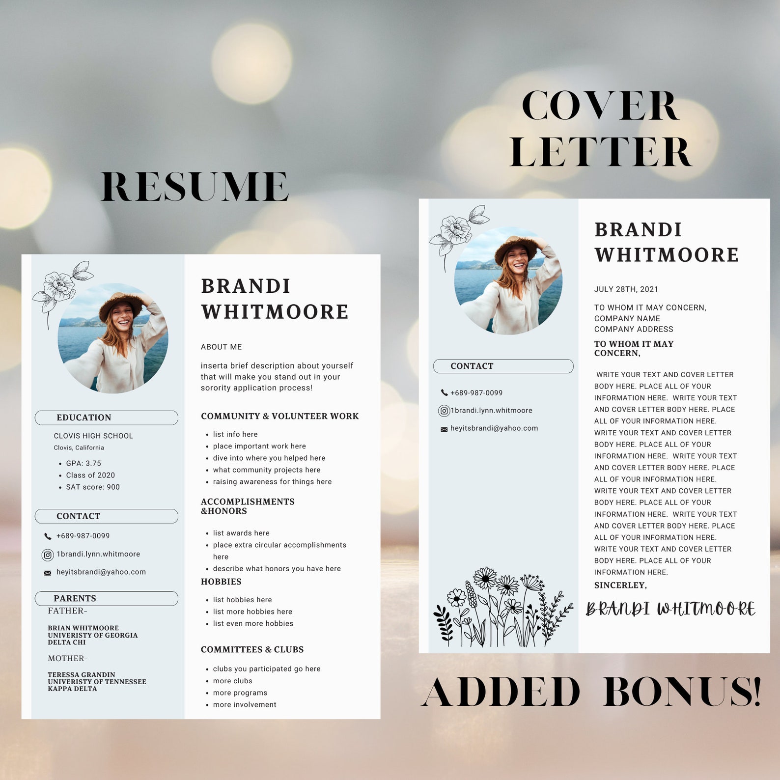 Sorority Resume Template With Photo - Il 1588xN.5190696399 Qzbl 