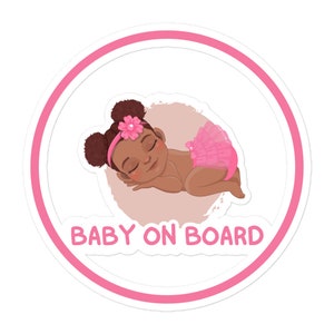 Baby aan boord sticker voor zwarte baby's - Gepersonaliseerde autosticker voor Afro-Amerikaanse kinderen - Leuk en duurzaam babyveiligheidsbord