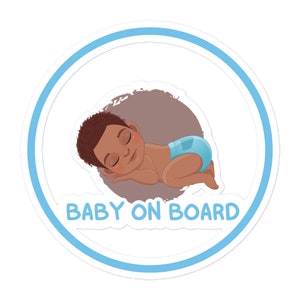 Naklejka „Baby on Board” dla czarnoskórych dzieci – spersonalizowana naklejka na samochód dla dzieci afroamerykańskich – uroczy, trwały i bezpieczny znak „Baby on Board” na samochód