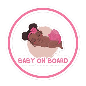 Naklejka „Baby on Board” dla czarnoskórych dzieci – spersonalizowana naklejka na samochód dla dzieci afroamerykańskich – uroczy, trwały i bezpieczny znak „Baby on Board” na samochód