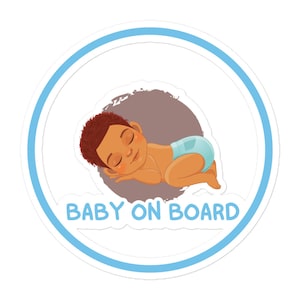 Naklejka „Baby on Board” dla czarnoskórych dzieci – spersonalizowana naklejka na samochód dla dzieci afroamerykańskich – uroczy, trwały i bezpieczny znak „Baby on Board” na samochód