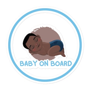 Naklejka „Baby on Board” dla czarnoskórych dzieci – spersonalizowana naklejka na samochód dla dzieci afroamerykańskich – uroczy, trwały i bezpieczny znak „Baby on Board” na samochód
