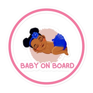 Naklejka „Baby on Board” dla czarnoskórych dzieci – spersonalizowana naklejka na samochód dla dzieci afroamerykańskich – uroczy, trwały i bezpieczny znak „Baby on Board” na samochód