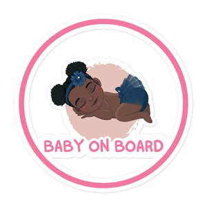 Naklejka „Baby on Board” dla czarnoskórych dzieci – spersonalizowana naklejka na samochód dla dzieci afroamerykańskich – uroczy, trwały i bezpieczny znak „Baby on Board” na samochód