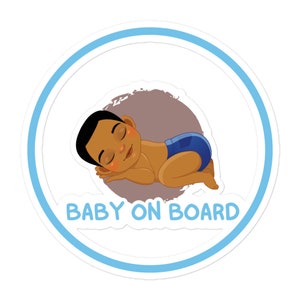 Naklejka „Baby on Board” dla czarnoskórych dzieci – spersonalizowana naklejka na samochód dla dzieci afroamerykańskich – uroczy, trwały i bezpieczny znak „Baby on Board” na samochód