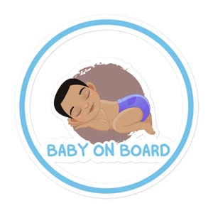 Naklejka „Baby on Board” dla czarnoskórych dzieci – spersonalizowana naklejka na samochód dla dzieci afroamerykańskich – uroczy, trwały i bezpieczny znak „Baby on Board” na samochód