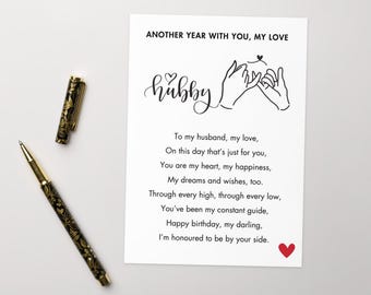 Happy Birthday, My Love | Romantic Birthday Card for Husband | Heartfelt Poem Inside | Unique Birthday Greeting