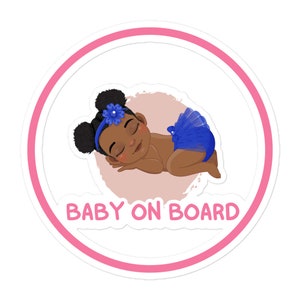 Naklejka „Baby on Board” dla czarnoskórych dzieci – spersonalizowana naklejka na samochód dla dzieci afroamerykańskich – uroczy, trwały i bezpieczny znak „Baby on Board” na samochód