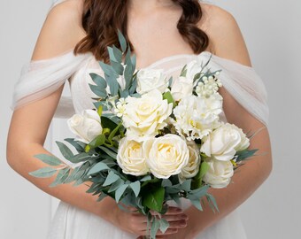 Wedding flowers, Bridal bouquet, White bridal bouquet, Wedding bouquet, Bridesmaid bouquet, Rose wedding bouquet, Eucalyptus wedding bouquet