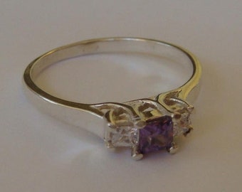 Crystal Ring Vintage Purple Old Amethyst Gift