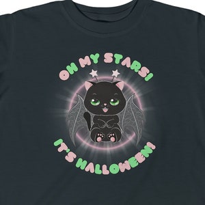 Oh My Stars, It's Halloween. Cute Black Cat, Adorable Toddler's Fine Jersey Tee