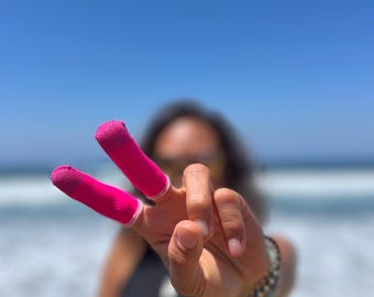 Pink DigitSock: Breast Cancer Awareness - silver, screen conductive, washable, all day, Made in USA