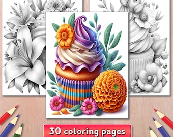 Cupcake Coloring Pages: 30 Sweet Dessert Illustrations (PDF)