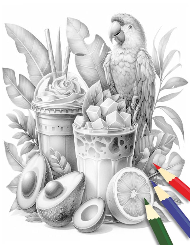 Iced Coffee Coloring Book, Coffee With Flowers Coloring Page, Coffee ...