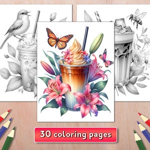 Iced Coffee & Flowers Coloring Book: 30 Summer Relaxation Pages (PDF)