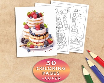 Libro da colorare di dolci: 30 pagine da colorare di cibo (PDF stampabile)