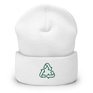Recycle EcoWarrior Environmental Embroidered Unisex Cuffed Beanie Winter Hat - Multiple Colors