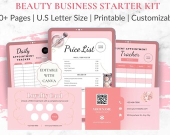 Salon Price List | Editable Canva Templates | Pricelist, Client Appointment Tracker, Business Card | Spa, Hair, Massage Printable