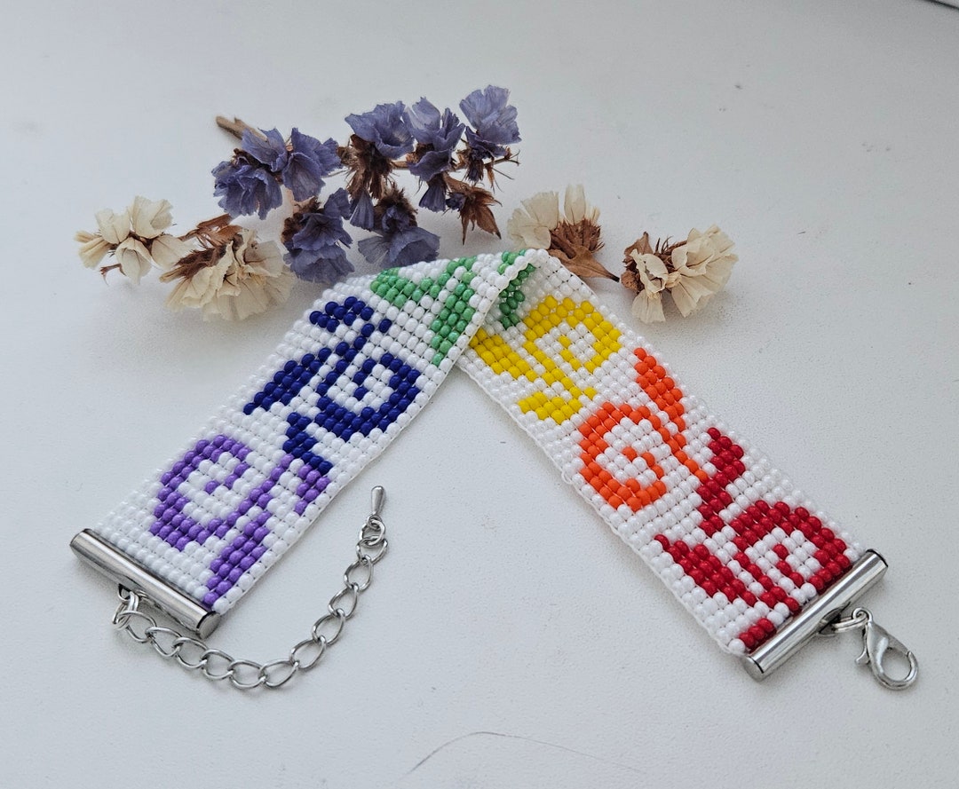 Rainbow Pride Beaded Bracelet – Handmade Adjustable Friendship Bracelet ...